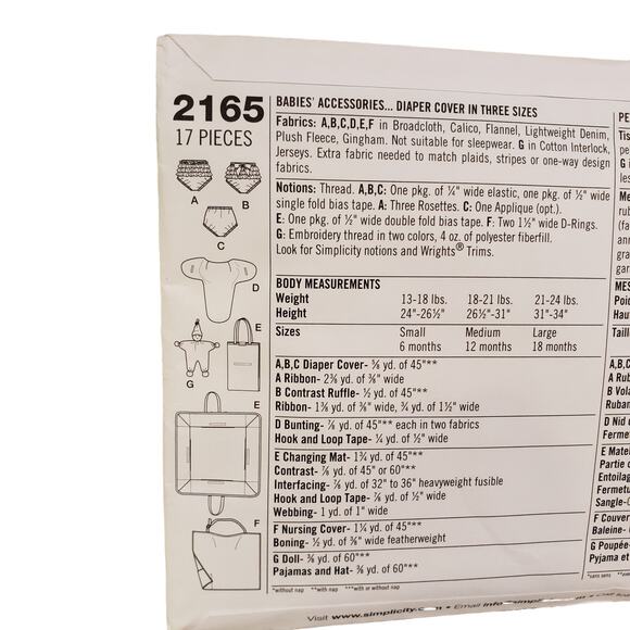 Simplicity Baby Sewing Pattern Diaper Cover Nursing Cover Swaddle Changing Mat - Picture 4 of 7